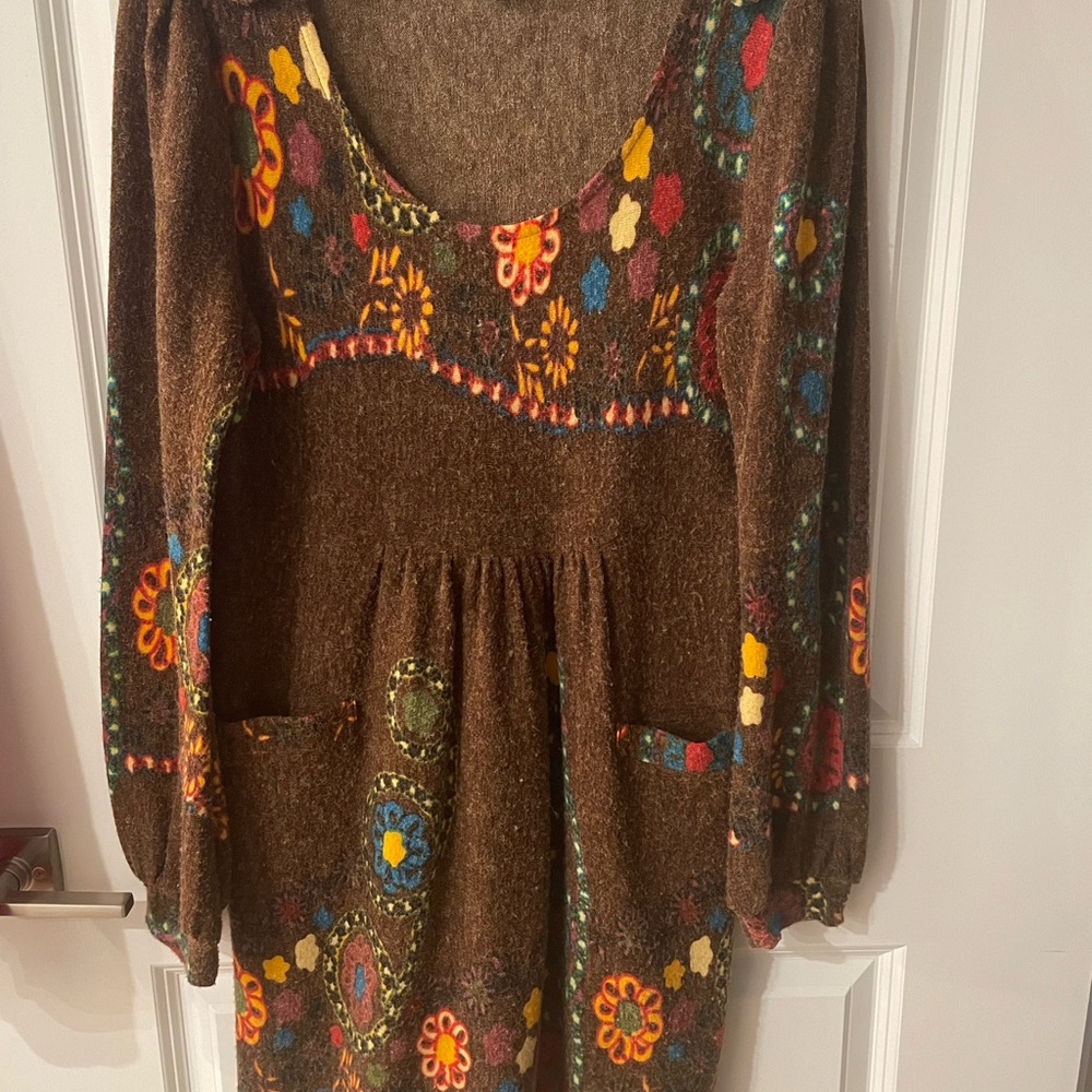 Bohemian Floral Knit Dress - Bettie Paige- vintage